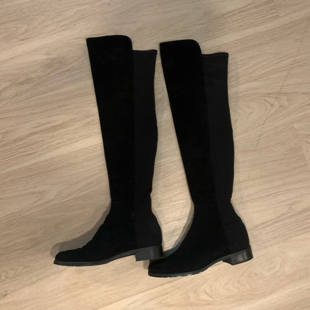 Stuart Weitzman OTK 50/50 suede black boots 10